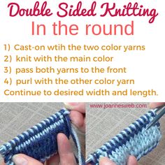 the double sided knitting in the round with instructions for how to crochet it