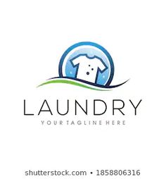 the laundry logo is designed with an image of a dog in a house and water