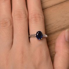 It is lab sapphire ring. The main stone is 7 mm*9 mm oval cut.weight about 2.32 carats. The basic metal is sterling silver and plated with rhodium. To change the metal to a solid gold (white/rose) or platinum is also available, please ask for a quotation if you want. You can also go to my shop Home for more elegant rings: https://www.etsy.com/shop/godjewelry?ref=hdr_shop_menu Sapphire is September birthstone More sapphire rings: https://www.etsy.com/shop/godjewelry?section_id=20715031 Customizat Sapphire Promise Rings, Elegant Rings, Sapphire Rings, Ring Sapphire, Blue Sapphire Ring, Lovely Ring, September Birthstone, Blue Sapphire Rings, Natural Blue Sapphire