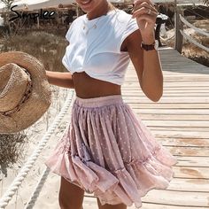 Casual Polka Dot Mini Skirt Korean Fashion Style Tassel Pink Summer Skirt Sexy Ruffle High Waist  Price: 22.30 & FREE Shipping  #outfitters Ruffle Skirts, Stile Boho Chic, Pink Mini Skirt, Ruffle Mini Skirt, Tiered Ruffle Skirt, Beach Skirt, Barbara Palvin, Chiffon Ruffle, Pink Skirt