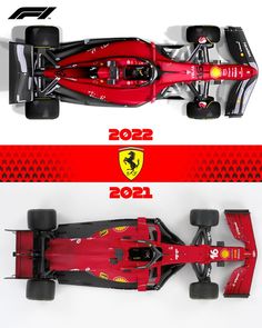 the front and side views of a ferrari car