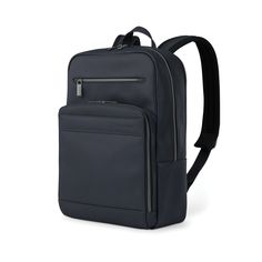 Samsonite Business Slim Leather Backpack - NAVY - Backpacks Blue Rectangular Business Backpack, Business Nylon Laptop Backpack, Nylon Business Laptop Backpack, Nylon Laptop Backpack For Business, Office Backpack With Laptop Sleeve, Functional Blue Leather Backpack, Blue Leather Functional Backpack, Modern Laptop Bag With Leather Backing For Business Trips, Modern Blue Leather Backpack For Travel