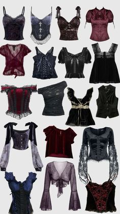 Ranging from more casual to fancy <3 Unusual Clothes, Casual Goth, Gothic Clothes, Aesthetic Clothes