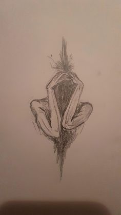 a drawing of a person sitting on top of a flower