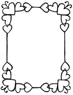 a black and white frame with hearts on it