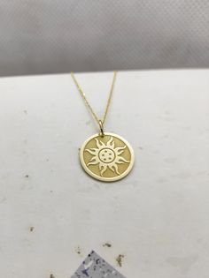 WE SHIP ALL PARCELS IN ONE BUSINESS DAY FOR FREE AND PROVIDE THE SPEEDIEST DELIVERY! Engraved Sun Design Necklace - Sunshine Pendant Necklace - Handmade Sun Gold Jewelry - Engraved Sun Gold Necklace Engraved Sunshine Pendant Necklace made out of 14K Solid Gold. Available only in Yellow Gold finish. An elegant piece of jewelry that is a perfect gift to yourself and your loved ones. Pendant Thickness: 0.60mm Jump Ring inner diameter: 4mm Add your engraved personalization at the back of the pendant Handmade 14k Yellow Gold Charm Necklace, Handmade Yellow Gold Round Charm Necklace, Cadmium-free Yellow Gold Round Necklaces, Celestial 14k Yellow Gold Charm Necklaces, Sun Design Pendant Jewelry Gift, Cadmium-free Yellow Gold Round Necklace, Celestial 14k Yellow Gold Charm Necklace, 14k Yellow Gold Celestial Charm Necklaces, 14k Yellow Gold Cadmium-free Necklace