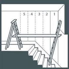 a drawing of a ladder going up the stairs