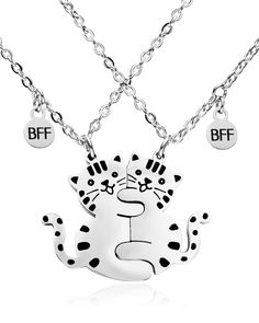 PRICES MAY VARY. 【Cat Matching BFF Necklace 2】The Matching makes the Kittens together while teen girls and teen boys wearing them and getting closer, the little BFF hang beside the cats to secure your bond, super cute and fun.Best Friend friendship BFF necklace 2 Kitty Matching Necklace Set 2 Perfect for(Teenagers) 1 boy and 1 girl,2 boys,2 girls,best friends,2 Sister,lovers,Family,on Graduation, birthday, Mother's Day, new year, Christmas,Valentines,Thanks giving Day. 【Friendship Necklace for 2 Cat Best Friend, Cats Cuddling, Mom Daughter Necklace, Matching Bff, Sisters Best Friends, Bff Necklace, Best Friends Sister, Best Friend Necklace, 2 Cats