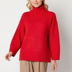 Brand New With Tags In Original Packaging. Worthington Goji Berry Red Ribbed Knit Long Sleeve Pullover Turtleneck Tunic Sweater Sz-Xxl Turtleneck Tunic Sweater, Turtleneck Tunic, Tailored Skirt, Goji Berry, Turtleneck Long Sleeve, Small Sweater, Long Sleeve Pullover Sweater, Womens Turtleneck, Quilted Vest