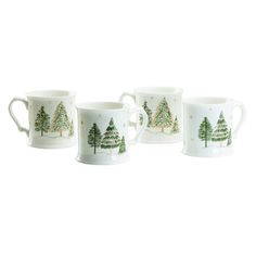 three mugs with christmas trees on them