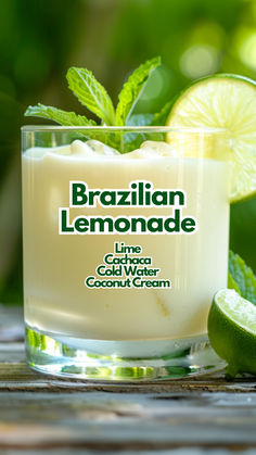 Brazilian Lemonade Spiked Brazilian Lemonade, Brazilian Lemonade Cocktail, Brazilian Cocktails, Brazilian Drinks, Lime Cocktails, Coconut Cocktails, Cachaca Cocktails, Brazilian Drink, Brazilian Cocktail