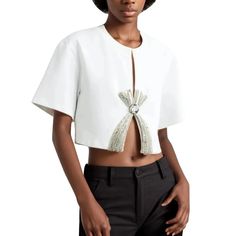 44981834023134|44981834121438|44981834186974|44981834449118 White Crop Top For Workwear In Summer, White Crop Top For Summer Workwear, Chic White T-shirt For Workwear, Chic White T-shirt For Office, Elegant White Crop Top For Workwear, Chic White Fitted T-shirt, White Crew Neck Crop Top For Party, Chic White Crew Neck Crop Top, White Cropped Chic Top