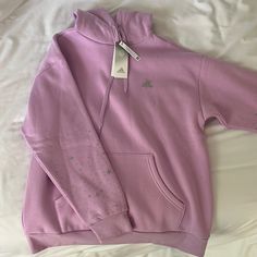 Lilac/Pink Never Worn Adidas Hoodie. Star Sleeve Detail Sporty Purple Sweatshirt For Spring, Winter Lavender Sweatshirt, Spring Purple Hoodie With Crew Neck, Spring Purple Crew Neck Hoodie, Trendy Adidas Sweatshirt For Winter, Lavender Hoodie Sweatshirt For Winter, Casual Lavender Hoodie For Spring, Adidas Purple, Shoes Outfit Fashion