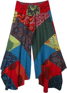 Mixed Patchwork Hippie Bell Bottom Palazzo Pants | Multicoloured | Split-Skirts-Pants, Patchwork, Misses, Vacation, Beach, Gift, Floral, Printed, Riding, Summer Wide Leg Pants With Patchwork, Summer Wide Leg Patchwork Pants, Wide Leg Pants With Patchwork For Summer, Spring Patchwork Wide Leg Pants, Hippie Wide Leg Patchwork Pants, Hippie Wide-leg Patchwork Pants, Baggy Wide-leg Patchwork Pants, Bohemian Wide Leg Bottoms With Patchwork, Festival Patchwork Wide Leg Bottoms