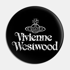 a black and white button with the words vieme westwood on it