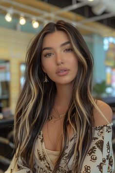 38 Cute Caramel Balayage Hairstyles You Need To Try In 2024 Piecey Blonde Highlights On Brown Hair, Dark Brown Hair W Blonde Highlights, Adding Highlights To Dark Hair, Thick Caramel Highlights, Dark Brown Hair With Bright Blonde Highlights, Highlights In Front Of Hair Only, French Braid With Bangs, Hair Trends Color, Brunette Caramel Highlights