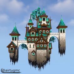 Sky City Minecraft, Minecraft Build Tutorials, Minecraft Building Tutorials, Tower Minecraft, Minecraft Tower, Minecraft Building Blueprints, Minecraft Steampunk, Minecraft Idea, Sky Tower