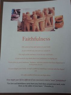 a poster with some pictures on it that says, faithfulness is the most important thing in life