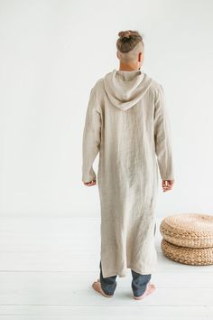 Men Kaftan hooded Linen Caftan with hoodie long linen tunic | Etsy Men Beachwear, Linen Caftan, Mens Robes, Men Kaftan, Men's Robes, Linen Cardigan, Linen Clothing, Linen Shirt Men, Mens Linen