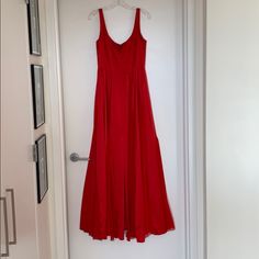 This Halston Heritage Gown Is In Pristine Condition And A Gorgeous Red Color. It’s Floor Length And Runs Tts. Worn Once Red V-neck Dress With Pleated Bodice, Red Sleeveless Dress With Lined Bodice, Red Sleeveless Gown For Spring, Red Cocktail Dress With Pleated Bodice, Red Pleated Bodice Evening Dress, Red Dress With Pleated Fitted Bodice, Red Dresses With Pleated Fitted Bodice, Red Dress With Pleated Bodice, Red Pleated Bodice Floor-length Dress