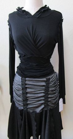 "This is a black and silver gray color with 6 elastic gather detail around  it. the skirt is with ruffled edging plus it has black stitching with ruffled edging for this high end  skirt. This is a washable four way stretch fabric with spandex and rayon absolutely flattering for all special occasions. best selling/limited edition/trending item/custom made/skirt/tube dress/made in USA fabric: 92% polyester, 8% spandex size in:  LARGE SIZE ONLY  ( FITS WAIST 30-34\"  HIP 30-36\"  LENGTH 27\") Design Skirt, Tube Dress, Mixing Prints, Black And Silver, Print Tops, Dress Making, Stretch Fabric, Looks Great, Made In Usa