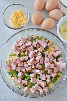 the ingredients to make this dish include ham and cheese