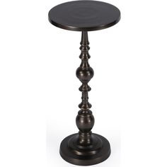 a small metal table with three balls on it's legs and a black top