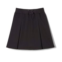 Because school days are so much more than just sitting in class. This kick pleated skort is made to move, from moisture-wicking fabric. It comes with built-in shorts, so you can hit a cartwheel if you like. A bow on the stretchy waistband adds the finishing touch. Pleated School Uniform Skort, Casual Stretch Pleated Skirt For School, Stretch Solid Pleated Skirt For School, Pleated Tennis Skirt For School, School Uniform Pleated Tennis Skirt, Solid Pleated Tennis Skirt For School, Preppy Solid Color Tennis Skirt For School, Casual Pleated Skort For School, Black Pleated Skirt For School