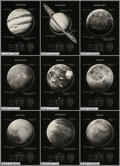 an image of the planets in black and white