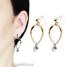 【Detail】◆Length: 3.6cm 1.42inches ◆Weight: 2.3 g 【Description】These are elegant reverse open teardrop invisible clip on earrings. They are minimal and stylish! The cubic zirconia crystals at the end catch a light and simmer a lot! These clip on earrings are suitable for daily wearing, wedding, date, prom or any occasion you want to be more charming and get more compliments. They are versatile! And the total weight of these earrings is only 2g and it is almost the same as wearing nothing! They ar Cz Jewelry, Jewelry For Her, Earring Findings, Skin Color, Earings Piercings, Clear Crystal, Earrings For Women, Clip On, Ear Piercings