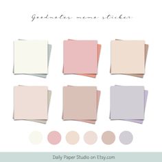 the pastey color palette for paper studio on etsy com, with different shades