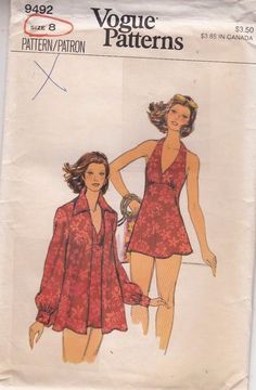 a woman's blouse and shorts sewing pattern from the 1970's, featuring an image of two women in swimsuits