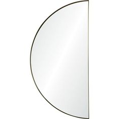 a round mirror on a white wall with a black frame and an oval shape in the middle