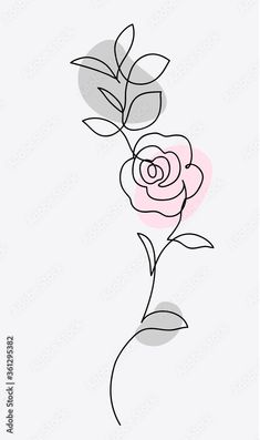 a single rose on a white background with blue and pink border, this is the outline for