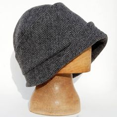 Wool Brimmed Cloche Hat For Winter, Winter Wool Brimmed Cloche Hat, Adjustable Winter Hat With Herringbone Pattern, Adjustable Herringbone Pattern Hat For Winter, Adjustable Herringbone Winter Hat, Fall Herringbone Hat With Short Brim, Wool Brimmed Hat For Winter, Wool Hat With Short Brim For Winter, Short Brim Wool Hat For Winter