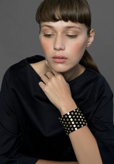 Wide Cuff Black & Gold Chunky Statement Punk Bracelet, Geometric Elegant Big Evening Avant-Garde Jewelry ---- This elegant statement bracelet is a handmade piece, made of a unique combination between Neoprene fabric, the fabric usually being used for scuba diving suits, and Gold plated metal.  This new material combination creates a fine, clean and fresh look, that resonates classic timeless jewelry, while bringing to light up to date fashionable and innovative contemporary accessories. Our uniq Black Gold Bracelet, Avant Garde Jewelry, Black Bangle, Geometric Bracelet, Big Jewelry, Contemporary Accessories, Chunky Bracelet, Wide Cuff Bracelets, Chunky Bracelets