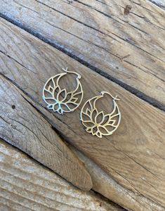 "Lotus flower earrings...1 1/8\" tall by 1\" wide at the widest spot, cast in sterling silver 925...hoops with a snap down post" Moon Studs, Cross Ring, Sterling Silver Cross, Ring Photos, Green Amethyst, Silver Cross, Handmade Sterling Silver, Lotus Flower, Flower Earrings