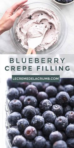 blueberry crepe filling in a glass bowl