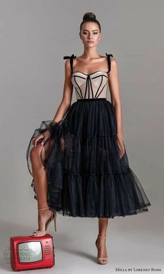 Dress Plus Size Wedding Guest, Wednesday Addams Family, Gaun Koktail, Tea Length Tulle, Robes D'occasion, A Line Cocktail Dress, Dress Wedding Guest, Black Party Dresses, Evening Dresses Cocktail