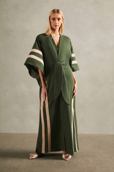 Solid Long Kaftan With Sash Ramadan Kaftan, Bali Clothing, Kaftan Outfit, Linen Kaftan, Smart Casuals, Kaftan Designs, Adriana Degreas, Sea Ranch, Long Kaftan