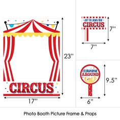 a circus tent with the name circus on it's side and an arrow pointing up to