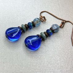 Sapphire Blue Boho Earrings Czech Glass Beaded Earrings - Etsy Blue Metal Beaded Drop Earrings, Blue Dangling Beads Teardrop Earrings, Blue Beaded Teardrop Earrings For Gift, Blue Dangle Teardrop Earrings For Pierced Ears, Blue Teardrop Czech Glass Beaded Earrings, Blue Teardrop Beaded Earrings With Czech Glass, Blue Czech Glass Teardrop Beaded Earrings, Nickel Free Blue Teardrop Beaded Earrings, Blue Teardrop Earrings With Dangling Beads