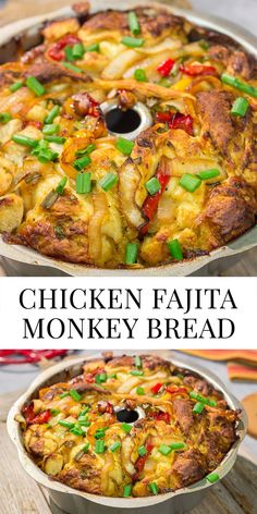 chicken fajita monkey bread in a pan