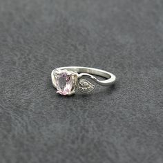 Pink Sterling Silver Ring With Stone Setting, Round Morganite Ring Gift, Round Morganite Rings For Gift, Silver Morganite Ring As Gift, Silver Morganite Ring For Gift, Morganite Ring Gift, Sterling Silver Open Ring With Accent Stones, Adjustable Open Ring With Accent Stones, Adjustable Open Rings With Accent Stones