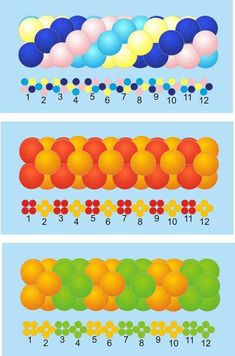 an image of balloons and numbers on a blue background with the same color as each balloon