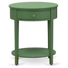 a green table with a drawer on the bottom and one drawer at the top that is open