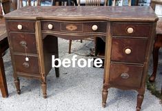 an old desk has been painted brown