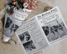 an old newspaper is laying on the ground next to some flowers and other things that are scattered around it