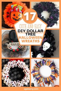 17 cute and easy diy dollar tree halloween wreaths to make for the holidays