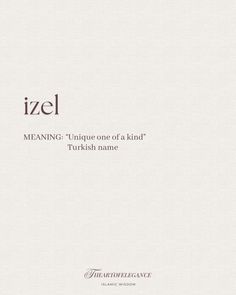 the cover of izel meaning unique one of a kind turkish name